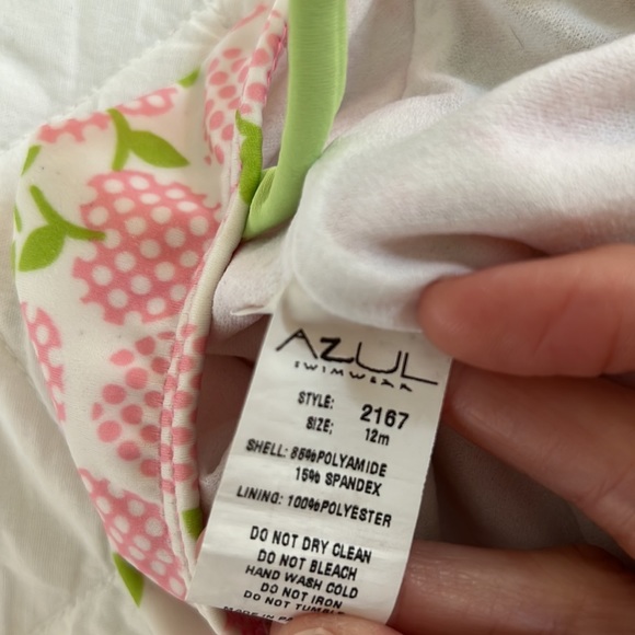 Azul Swimwear Pink and Green Apple Print Swimsuit - Picture 8 of 8